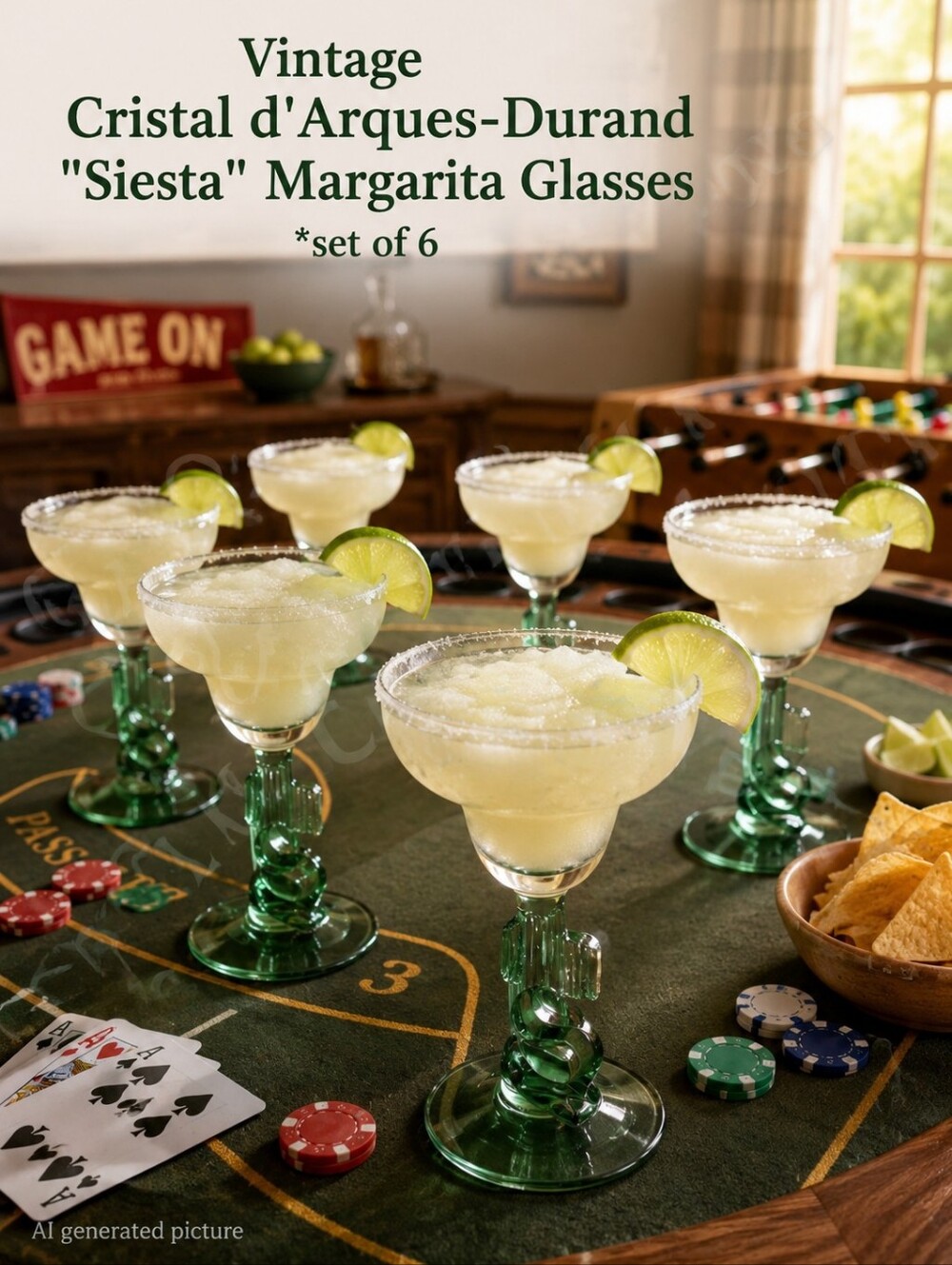 Made in France by Cristal d’Arques-Durand Set of 6 Siesta Margarita Sombrero Man